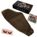 GOO GOO 22 Inch Clip in Human Hair Extensions Chocolate Brown Straight Real Natural Hair Extensions Clip in Thick Hair Weft 120g 7pcs GOO GOO