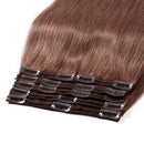 Double Weft 100% Clip in Remy Human Hair Extensions 10''-24'' Full Head Thick Thickened Long Soft Silky Straight 8pcs 18clips for Women Fashion 16" / 16 inch 130g