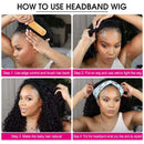 Eooma Headband Wig Human Hair Wigs for Black Women Kinky Curly Straight 4×4 Lace Front Wigs (18 Inch, Natural Black Color Curly) Eooma