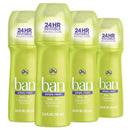 Ban Simply Clean 24-hour Invisible Antiperspirant, 3.5oz Roll-on Deodorant for Women and Men, 4-pack, Underarm Wetness Protection, with Odor-fighting Ingredients Ban