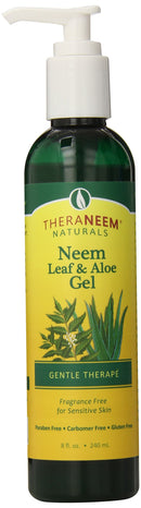 Theraneem Neem Leaf & Aloe Gel | Helps Refresh & Nourish Skin | Organic Neem Leaf & Aloe Vera | 8fl oz (Fragrance Free) Thera Neem
