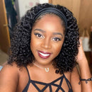 12 Inch Kinky Curly Headband Wig Human Hair for Black Women 150% Density Brazilian Virgin Human Hair Half Wig With Headband Attached Brazilian Virgin None Lace Front Wig Headband Wig Curly Mengkai Hair mengkai Store