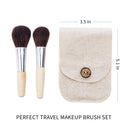 Natural Bamboo Makeup Brushes 6pcs Mini Cosmetic Makeup Brushes Set With Travel Bag Case Powder Blush Eye Shadows Eyebrow Make Up Brushes Kit Delicate girl