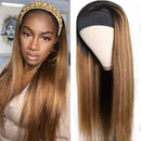UNice Ombre Blonde Highlight Human Hair Headband Wigs for Black Women Brazilian Virgin Hair Glueless Brown mixed honey Blonde Streaks None Lace Front Straight Human Hair Wig T1B412 Colored 24 inch UNICE Store