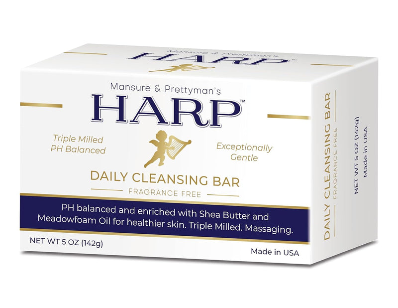 HARP pH-Balanced (5.0-6.0) Body Wash Bar. 100% Syndet. Protects Moisture Barrier For Sensitive, Dry or Irritated skin. + Shea Butter/Borage Oil. Non-Comedogenic. FRAGRANCE FREE Infinity Warehouse
