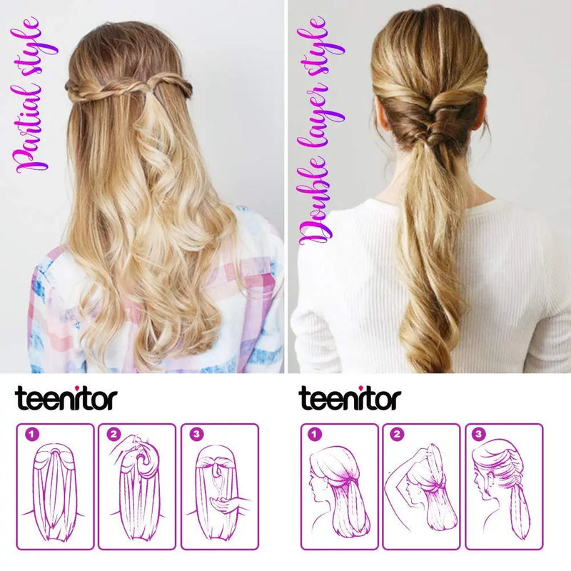 Teenitor 2 Pairs Hair Tail Tools, Hair Braid Accessories Ponytail Maker,French Braid Tool Loop for Hair Styling, 4pcs, 2 Colors Teenitor