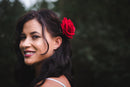 Red Velvet Rose Hair Flower Clip and Pin Hair Flowers