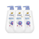 Dove Body Wash Anti-Stress Blue Chamomile & Oat Milk, 3 Count for Renewed, Healthy Looking Skin, Moisturizing Gentle Skin Cleanser with 24hr Renewing MicroMoisture, 30.6 oz Infinity Warehouse