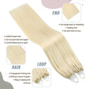 Ugeat 24 Inch Microlink Hair Extensions Human Hair Platinum Blonde Micro Beads Hair Extensions Human Hair 50Gram/Set 50Strands Micro Ring Extensions Human Hair Ugeat