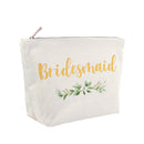 ElegantPark Bridesmaid Gifts Set of 6 Maid of Honor Gift Bridesmaid Makeup Bag Wedding Party Cosmetic Bag Bridal Shower Gifts Canvas Gold Script ElegantPark