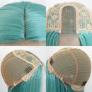 Maycaur Blue Green Color Synthetic Hair Wigs with Natural Hairline Long Straight Women's Wig Heat Resistant Synthetic No Lace Wigs for Fashion Women Maycaur