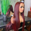 Burgundy Dark Red Color Pre Plucked Bleached Knot Wigs 13x4 HD Transparent Lace Front Human Hair Wigs 99J Straight Lace Frontal Wig For Women (18inch, 13X6X1 T Parting Wig) Trodalo