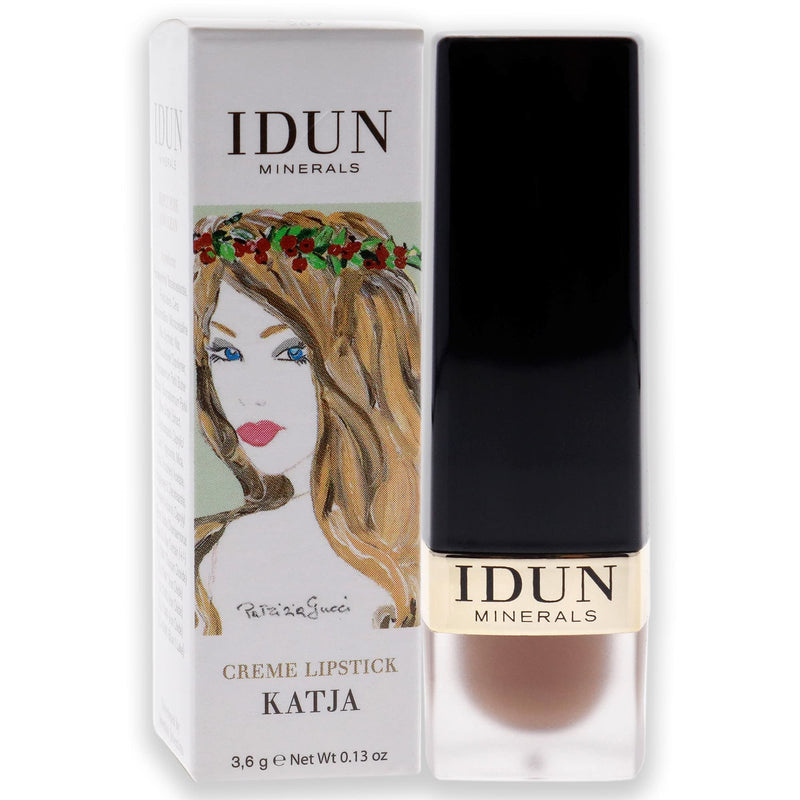 IDUN Minerals Creme Lipstick Katja - Glossy Light Coverage, Luminescent Natural Result - Moisturizing w/Creamy Texture - Vegan, Vitamin E, Shea Butter, Safe for Sensitive Skin - Brown, 0.12 oz IDUN Minerals