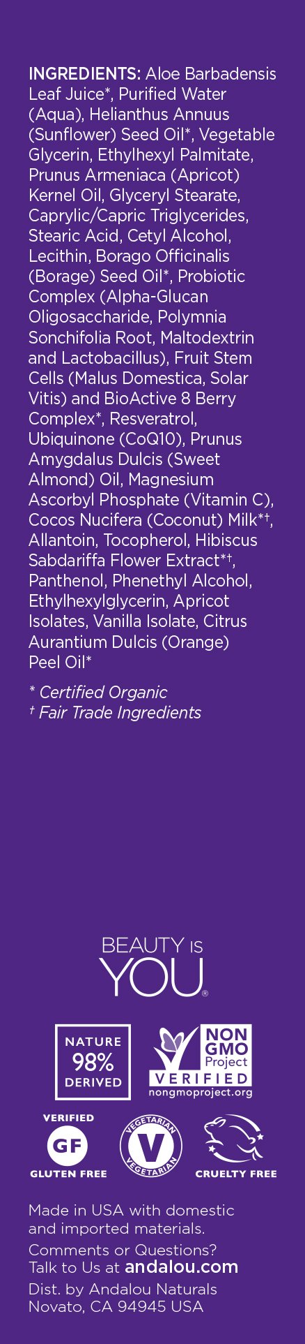 Andalou Naturals AGE DEFYING Apricot Probiotic Cleansing Milk, Andalou Naturals Facial Cleanser, Anti Aging Skin Care that Gently Cleanses, 6 oz. Andalou Naturals