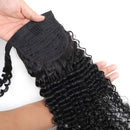 Curly Human Hair Strap Ponytail Extensions, 100% Unprocessed Brazilian Hair Wrap Around Ponytails, Magic Paste with Comb Clip in Kinky Curly Pony Tail (26", Curly Hair) ALISFEEL