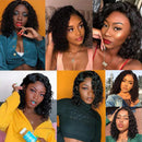 Amella Hair Lace Front Wigs Human Hair Brazilian Short Curly Bob Water Wave 4x4 lace closure Human Hair Wigs for Black Women Pre Plucked with Baby Hair(10 Inch) Amella Store