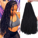 7 Packs Passion Twist Hair 22 Inch Water Wave Synthetic Braids for Passion Twist Crochet Braiding Hair Goddess Locs Long Bohemian Curl Hair Extensions (22Strands/Pack, 1B