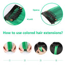 TOFAFA 16 Pcs Colored Hair Extensions Curly Wavy Clip in Synthetic Hairpiece Streak for Girls Women Kid, Multi-colors Party Highlights (Green) TOFAFA Store