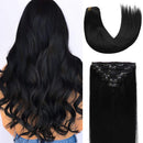 Lacer New Version Thick Hair Extensions Clip in Human Hair Full Head Silky Straight Glam Seamless Clip in Hair Extensions 140g 7pcs Jet Black