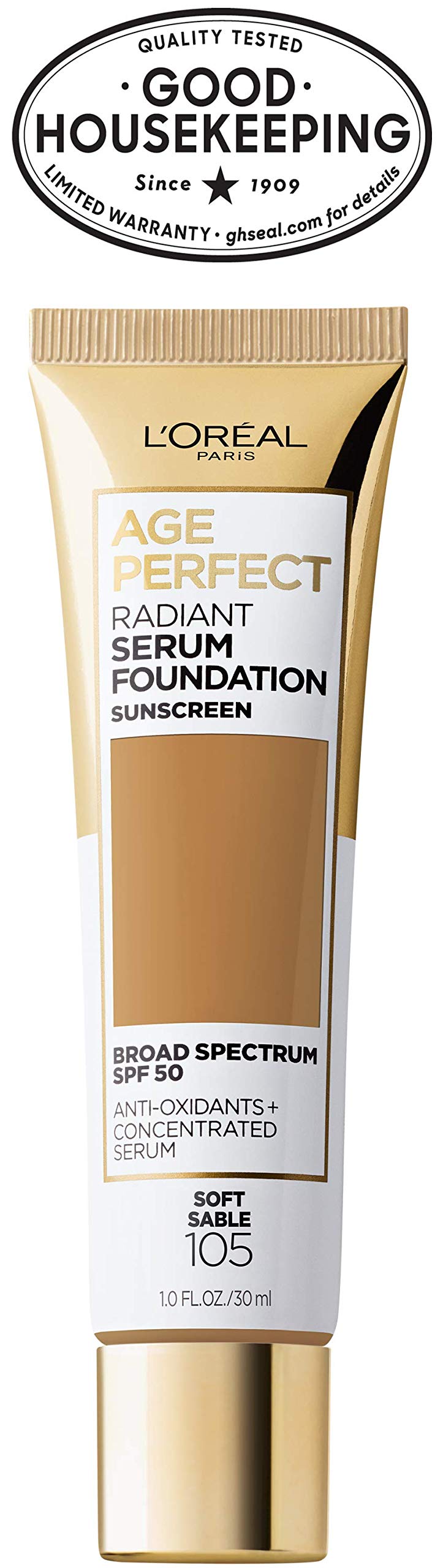 L'Oreal Paris Age Perfect Radiant Serum Foundation with SPF 50, Soft Sable, 1 Ounce L'Oreal Paris