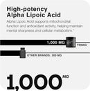 Toniiq 1000mg Ultra High Strength Alpha Lipoic Acid Capsules - Highly Purified 99%+ USP Standard - 120 Capsules ALA Supplement Infinity Warehouse