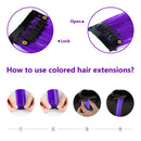 TOFAFA 22 inch Colored Hair Extensions Straight Hairpiece, Multi-colors Party Highlights Clip in Synthetic Hair Extensions for Kids Girls(10pcs Purple) TOFAFA Store