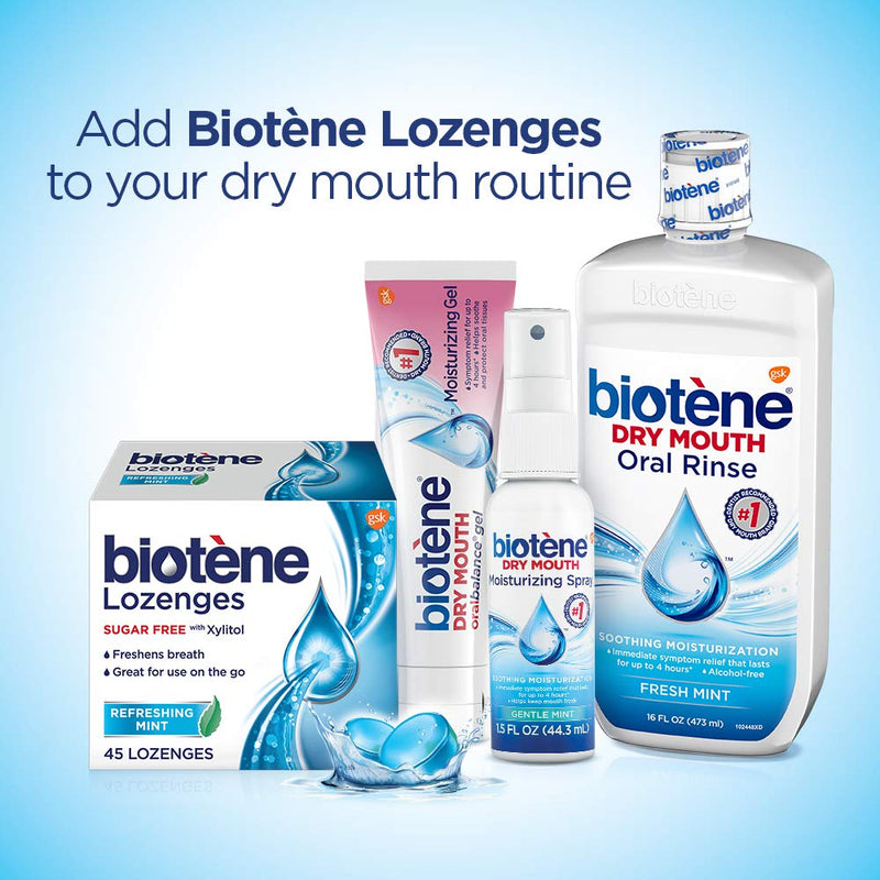 biotène Dry Mouth Lozenges for Dry Mouth and Fresh Breath, Dry Mouth Relief and Breath Freshener, Refreshing Mint - 27 Count (Pack of 3) biotène