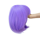 SWACC 10 Inch Short Straight Bob Wig with Bangs Synthetic Colorful Cosplay Daily Party Flapper Wig for Women and Kids with Wig Cap (Lavender Purple) SWACC