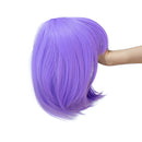 SWACC 10 Inch Short Straight Bob Wig with Bangs Synthetic Colorful Cosplay Daily Party Flapper Wig for Women and Kids with Wig Cap (Lavender Purple) SWACC