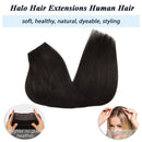 GOO GOO Wire Hair Extensions Dark Brown, 95g 16 Inch Straight Hair Extensions Human Hair Layered Hair Pieces with Invisible Fish Line Wire Hair Extensions for Women GOO GOO
