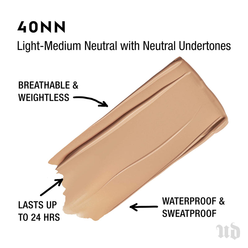 Urban Decay Stay Naked Weightless Liquid Foundation, 40NN - Buildable Coverage with No Caking - Matte Finish Lasts Up To 24 Hours - Waterproof & Sweatproof - 1.0 oz URBAN DECAY