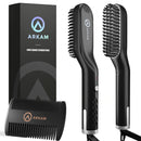 Arkam Beard Straightener for Men -Premium Heated Beard Brush Kit w/Anti-Scald Feature, Dual Action Hair Comb and Hard Shell Travel Case for Medium to Long Beards - Costume and Grooming Gifts for Men Infinity Warehouse