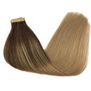 GOO GOO Tape in Hair Extensions Human Hair 24 Inch Ombre Chocolate Brown to Dirty Blonde Tape in Human Hair Extensions 20pcs 50g Remy Human Hair Extensions for Women GOO GOO Store