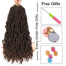 New Faux Locs Crochet hair 18 inch 6 Packs/lot Pre Looped Goddess Curly Wavy Twist Fiber synthetic Braiding Hair Extensions Hair Dreadlocks (18", 6Pcs-M30) conrora Store