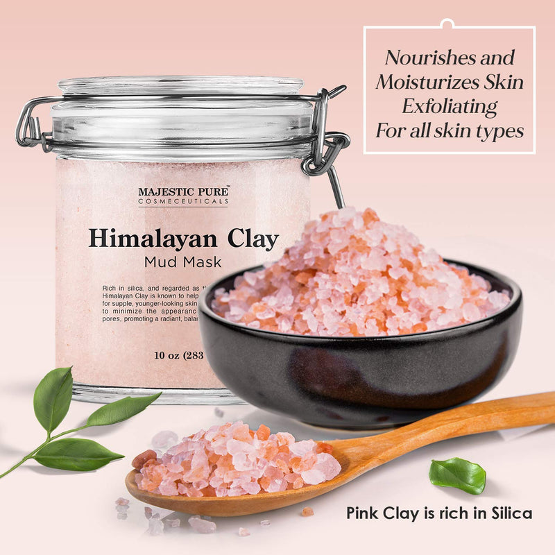Majestic Pure Moroccan Red Clay Mud Mask and Himalayan Facial Mask Bundle - Pore Cleansing, Exfoliating and Acne Fighting Mask Package MAJESTIC PURE