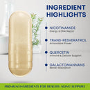 NAD+ Supplement with Nicotinamide Riboside, Trans Resveratrol & Quercetin – NAD Plus Complex for Energy, Brain & Mitochondrial Support – Antioxidant and Longevity Formula for Women & Men – 60 capsules Infinity Warehouse