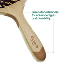 Giorgio Wooden Bristle Paddle Hairbrush, Large Detangling Cushion Brush for Thick Curly or Long Hair, Anti Static, Reduce Frizz and Massage Scalp, Detangler Hair Brush for Women Men and Kids GIORGIO
