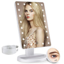 COSMIRROR Lighted Makeup Vanity Mirror with 10X Magnifying Mirror, 21 LED Lighted Mirror with Touch Sensor Dimming, 180°Adjustable Rotation, Dual Power Supply, Portable Cosmetic Mirror (White) COSMIRROR
