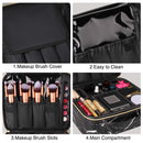 Relavel Travel Makeup Train Case Makeup Cosmetic Case Organizer Portable Artist Storage Bag with Adjustable Dividers for Cosmetics Makeup Brushes Toiletry Jewelry Digital Accessories (Marble, Black) Relavel