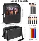 Makeup Brush Case Makeup Brush Holder Travel Makeup Bag for Women Cosmetic Bags Stand-up Brush Cup Professional Makeup Artist Storage Organizer with Shoulder Starp and Adjustable Dividers (Black) TANTO