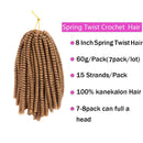 7 Packs Spring Twist Hair 8 Inch Bomb Twist Crochet Hair for Butterfly Locs Ombre Low Temperature Kanekalon Spring Twist Crochet Braiding Hair Extensions (