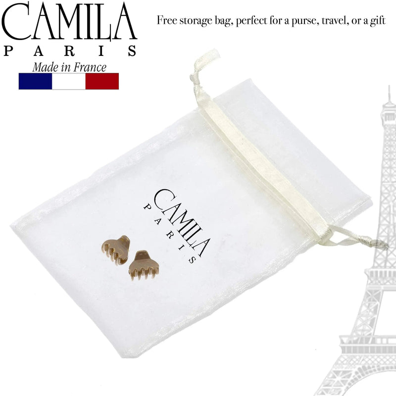 Camila Paris CP2915 French Hair Clip for Women, Small 1 inch Set of 2 Girls Hair Claw Clips Jaw Gray Gold Fashion Durable Styling Hair Accessories for Women, Strong Hold No Slip Grip, Made in France Camila