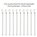 BodyJ4You 10PC Piercing Needles Surgical Steel 18G Ear Nose Tragus Tongue Nipple Eyebrow Labret BodyJ4You
