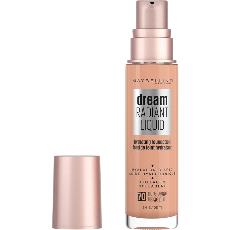 Maybelline Dream Radiant Liquid Medium Coverage Hydrating Makeup, Lightweight Liquid Foundation, Natural Beige, 1 Count Infinity Warehouse