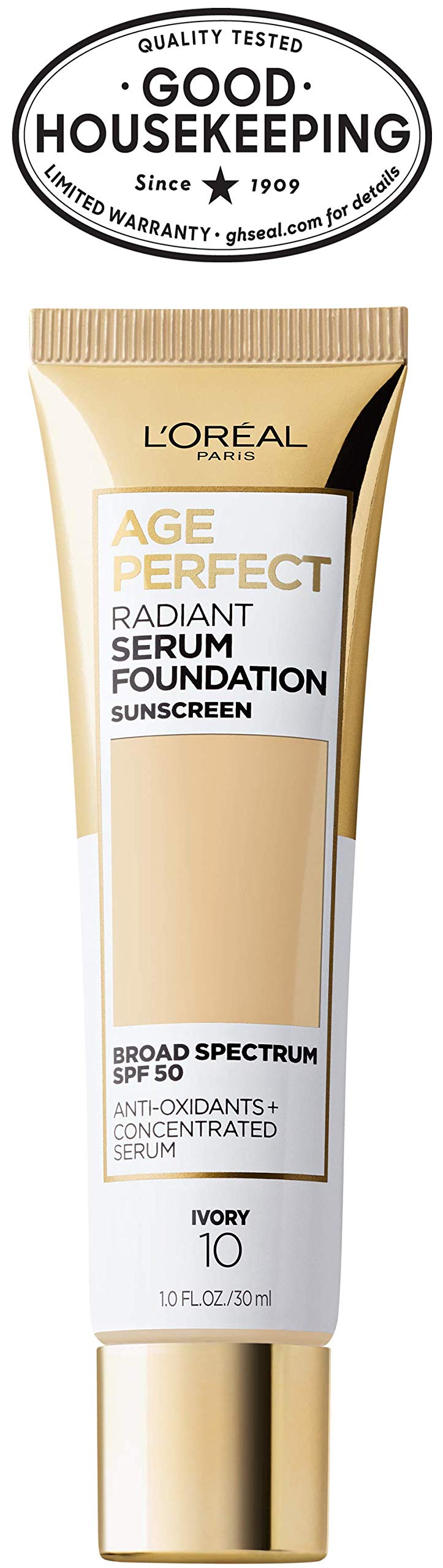 L'Oreal Paris Age Perfect Radiant Serum Foundation with SPF 50, Ivory, 1 Ounce L'Oreal Paris