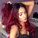 23" Natural Full Wigs Hair Long Wavy Wig Synthetic Heat Resistant (Ombre Red) Rswsp