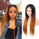 4x4 Lace Front Wig 100% Real Brazilian Hair Ombre 1B 30 Wig, Silky Straight Human Hair Wigs, 150% Density Lace Closure Wigs (18", 1B/30, Straight, 150% Density) ALISFEEL