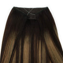 Sassina 20 Inch Balayage Halo Hair Extensions Human Hair with Miracle Wire, Dark Brown Fading into Chestnut Brown