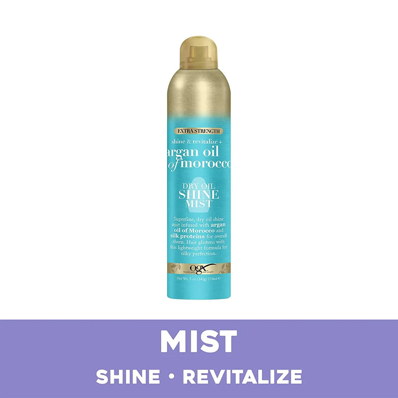 OGX Revitalize + Argan Shine Extra Strength Dry Oil Conditioning Mist with Argan Oil & Silk Proteins, Light Nourishing Hair Treatment to Soften Hair & Add Luminous Shine, 5 Oz OGX Store