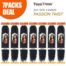 Toyotress Passion Twist Hair - 18 Inch 7packs Natural Black Water Wave Crochet Braids Synthetic Braiding Hair Extensions (18 Inch 7Packs, 1B) Glinda